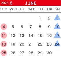 2023年6月の開館カレンダー