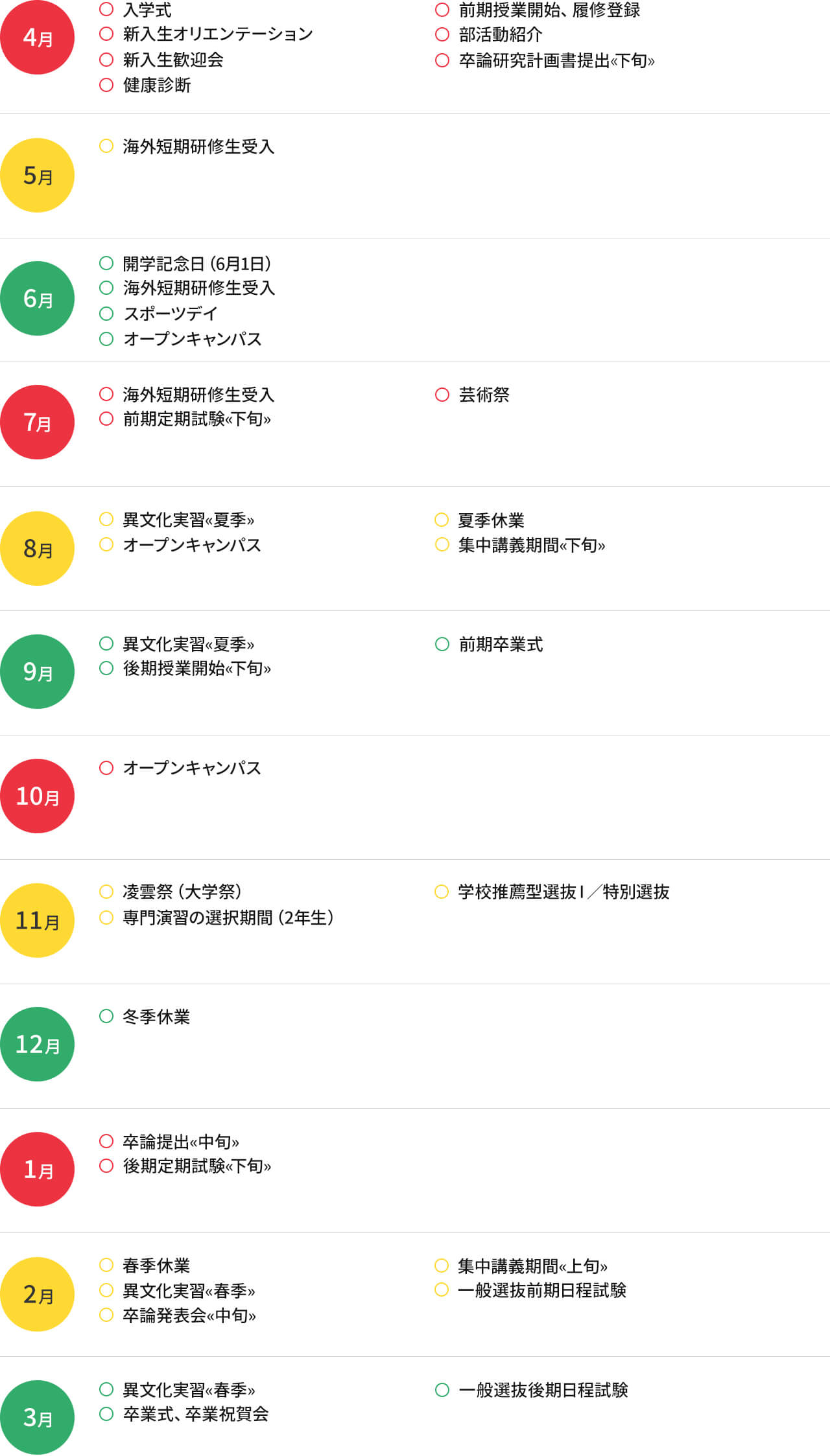 年間行事カレンダー